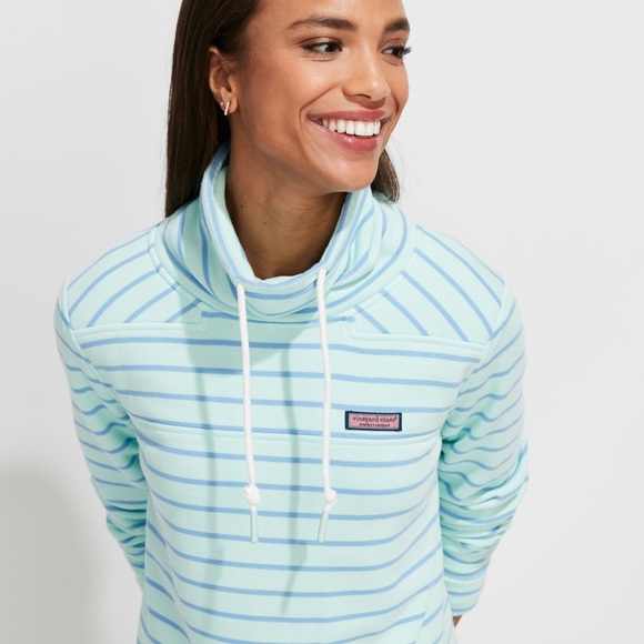 Vineyard Vines Sweaters - Vineyard Vines Blue and White Striped Cowl Neck Sweater